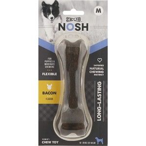 ZEUS Nosh Flexible Chew Bones Toys Med Dogs Puppies Moderate Chewers Bacon Flvor